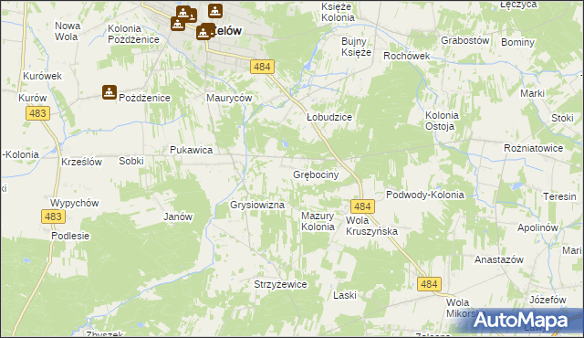 mapa Grębociny, Grębociny na mapie Targeo