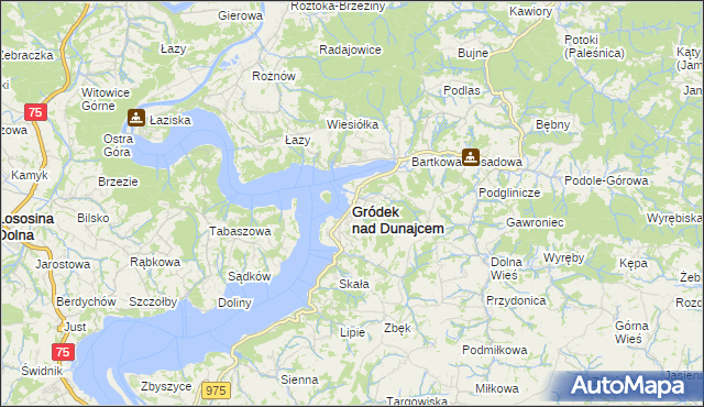 mapa Gródek nad Dunajcem, Gródek nad Dunajcem na mapie Targeo