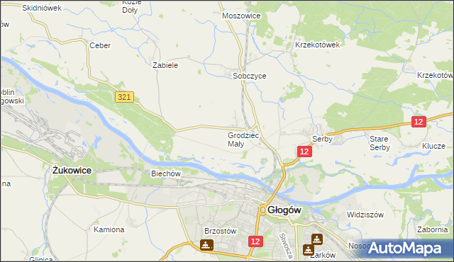 mapa Grodziec Mały, Grodziec Mały na mapie Targeo