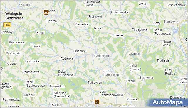 mapa Grodzisko gmina Strzyżów, Grodzisko gmina Strzyżów na mapie Targeo