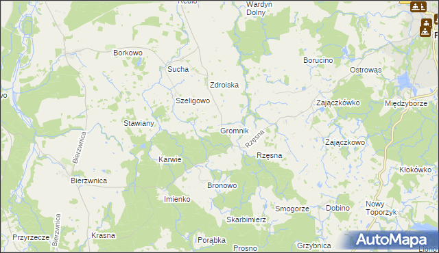 mapa Gromnik gmina Połczyn-Zdrój, Gromnik gmina Połczyn-Zdrój na mapie Targeo