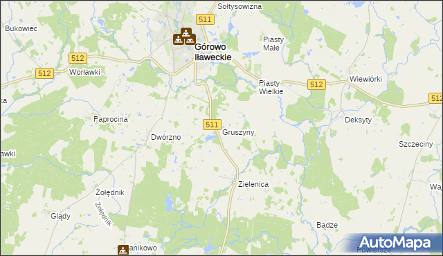 mapa Gruszyny, Gruszyny na mapie Targeo