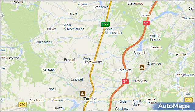 mapa Grzędy gmina Tarczyn, Grzędy gmina Tarczyn na mapie Targeo