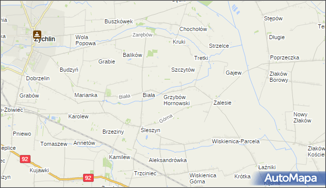 mapa Grzybów Hornowski, Grzybów Hornowski na mapie Targeo