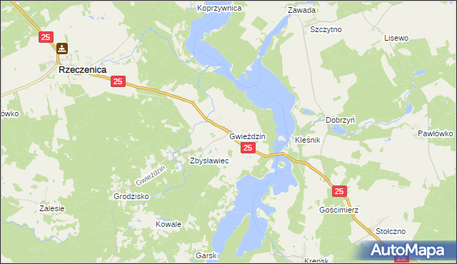 mapa Gwieździn, Gwieździn na mapie Targeo