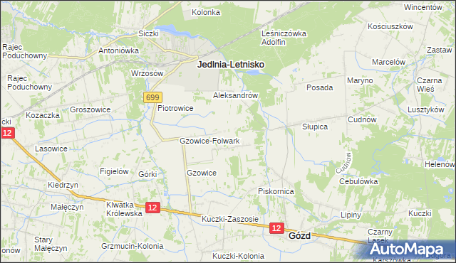 mapa Gzowice-Kolonia, Gzowice-Kolonia na mapie Targeo