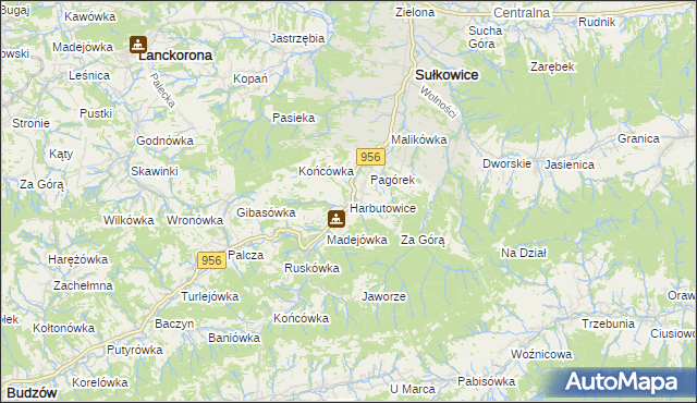 mapa Harbutowice gmina Sułkowice, Harbutowice gmina Sułkowice na mapie Targeo