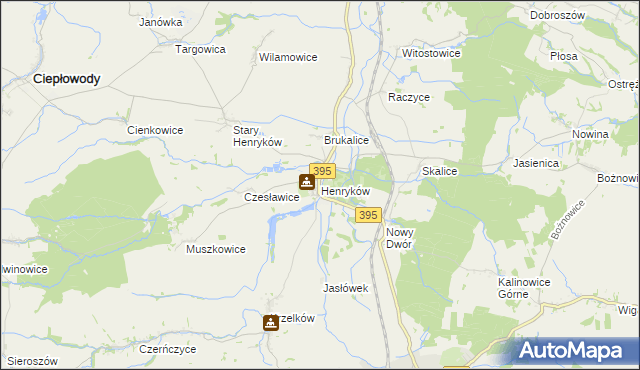 mapa Henryków gmina Ziębice, Henryków gmina Ziębice na mapie Targeo