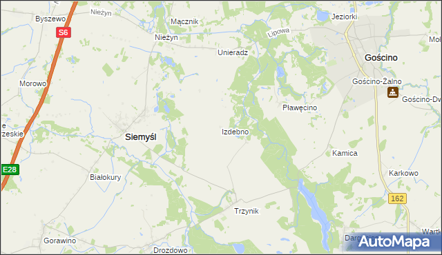 mapa Izdebno gmina Siemyśl, Izdebno gmina Siemyśl na mapie Targeo