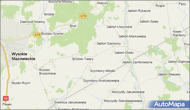 mapa Jabłoń-Kikolskie, Jabłoń-Kikolskie na mapie Targeo