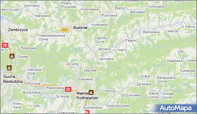 mapa Jachówka, Jachówka na mapie Targeo