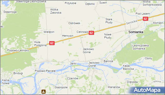 mapa Jackowo Górne, Jackowo Górne na mapie Targeo