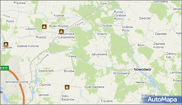 mapa Jakubówka gmina Nowodwór, Jakubówka gmina Nowodwór na mapie Targeo