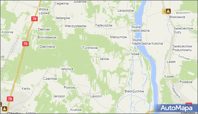 mapa Janów gmina Ożarów, Janów gmina Ożarów na mapie Targeo