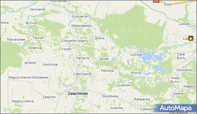 mapa Janów gmina Żelechlinek, Janów gmina Żelechlinek na mapie Targeo