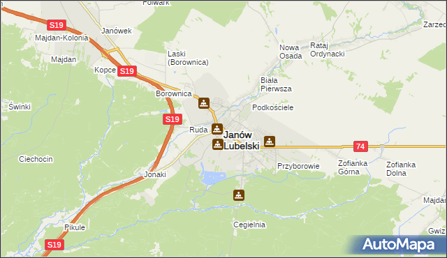 mapa Janów Lubelski, Janów Lubelski na mapie Targeo