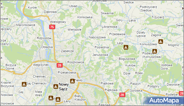 mapa Januszowa, Januszowa na mapie Targeo