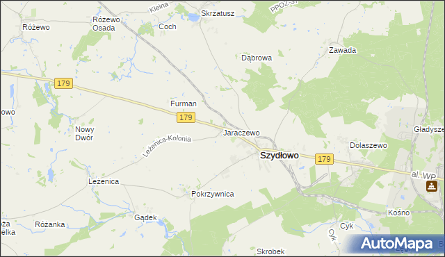 mapa Jaraczewo gmina Szydłowo, Jaraczewo gmina Szydłowo na mapie Targeo