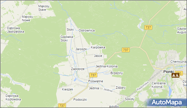 mapa Jaśce, Jaśce na mapie Targeo