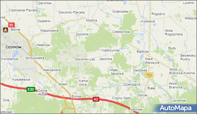 mapa Jasionka gmina Zgierz, Jasionka gmina Zgierz na mapie Targeo