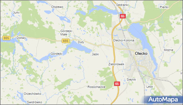 mapa Jaśki gmina Olecko, Jaśki gmina Olecko na mapie Targeo