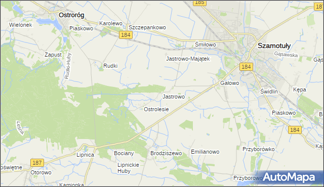 mapa Jastrowo, Jastrowo na mapie Targeo