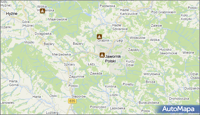 mapa Jawornik-Przedmieście, Jawornik-Przedmieście na mapie Targeo