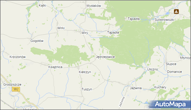 mapa Jędrzejowice gmina Dzierżoniów, Jędrzejowice gmina Dzierżoniów na mapie Targeo