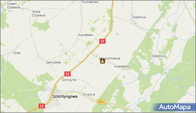 mapa Jędrzychowice gmina Szlichtyngowa, Jędrzychowice gmina Szlichtyngowa na mapie Targeo