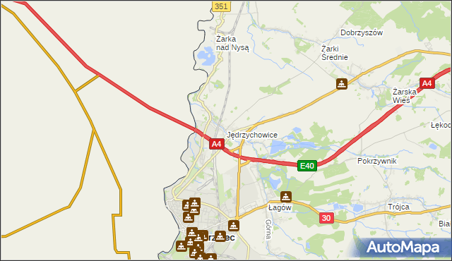 mapa Jędrzychowice gmina Zgorzelec, Jędrzychowice gmina Zgorzelec na mapie Targeo