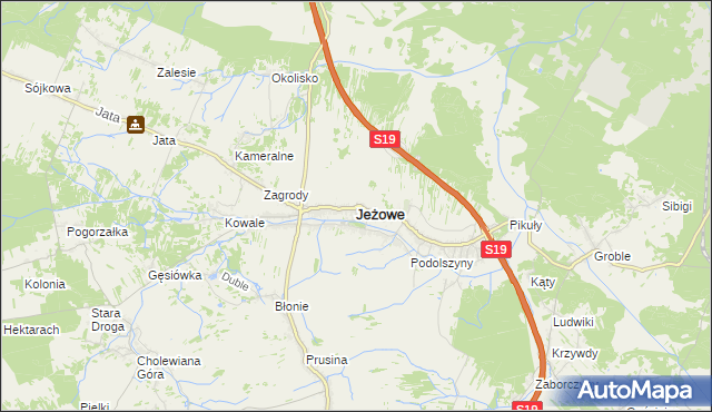 mapa Jeżowe, Jeżowe na mapie Targeo