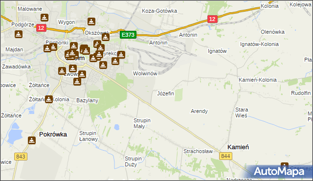 mapa Józefin gmina Kamień, Józefin gmina Kamień na mapie Targeo