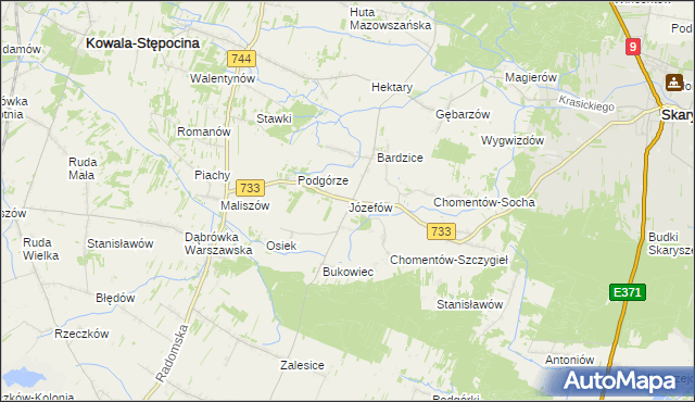 mapa Józefów gmina Kowala, Józefów gmina Kowala na mapie Targeo