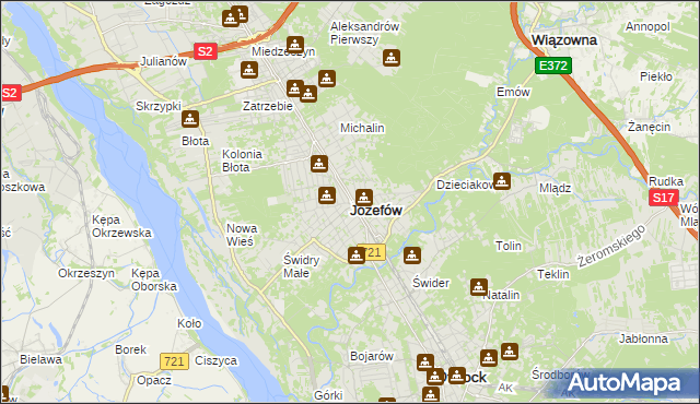 mapa Józefów powiat otwocki, Józefów powiat otwocki na mapie Targeo