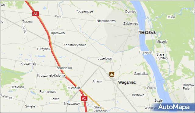 mapa Józefowo gmina Waganiec, Józefowo gmina Waganiec na mapie Targeo