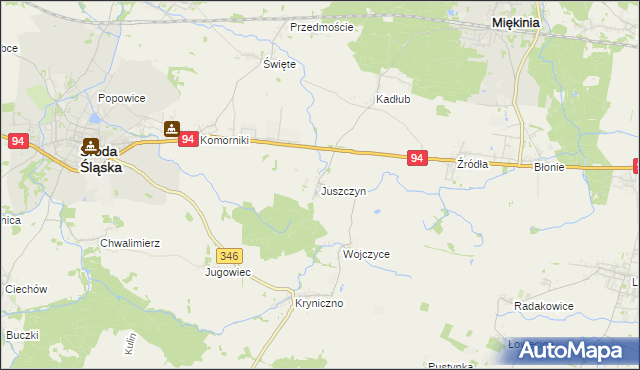 mapa Juszczyn gmina Środa Śląska, Juszczyn gmina Środa Śląska na mapie Targeo