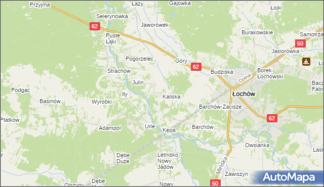 mapa Kaliska gmina Łochów, Kaliska gmina Łochów na mapie Targeo