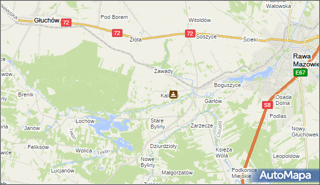mapa Kaliszki gmina Rawa Mazowiecka, Kaliszki gmina Rawa Mazowiecka na mapie Targeo