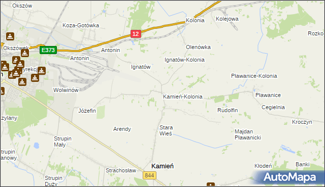 mapa Kamień-Kolonia gmina Kamień, Kamień-Kolonia gmina Kamień na mapie Targeo