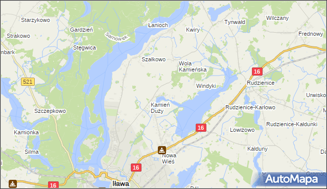 mapa Kamień Mały gmina Iława, Kamień Mały gmina Iława na mapie Targeo