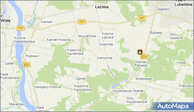 mapa Kamionka gmina Opole Lubelskie, Kamionka gmina Opole Lubelskie na mapie Targeo