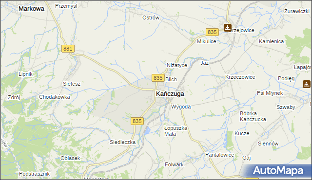 mapa Kańczuga powiat przeworski, Kańczuga powiat przeworski na mapie Targeo