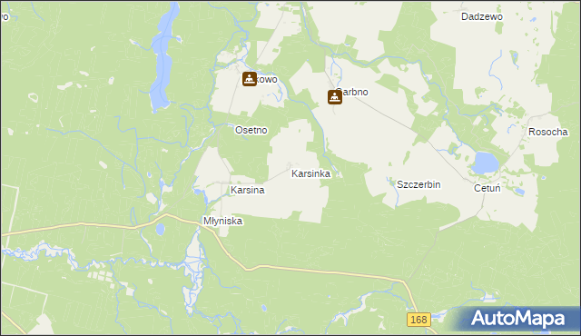 mapa Karsinka, Karsinka na mapie Targeo