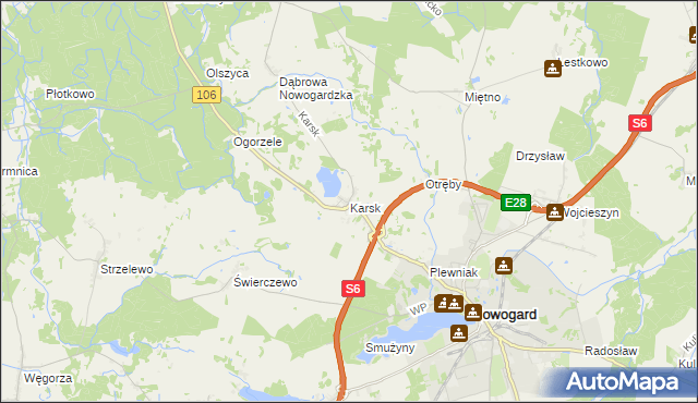 mapa Karsk gmina Nowogard, Karsk gmina Nowogard na mapie Targeo