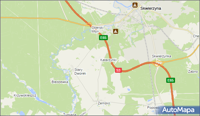 mapa Katarzynki gmina Bledzew, Katarzynki gmina Bledzew na mapie Targeo