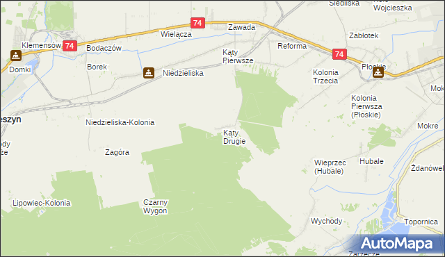 mapa Kąty Drugie, Kąty Drugie na mapie Targeo