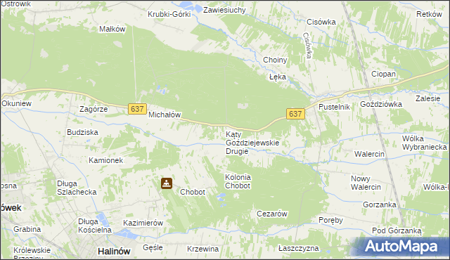 mapa Kąty Goździejewskie Drugie, Kąty Goździejewskie Drugie na mapie Targeo