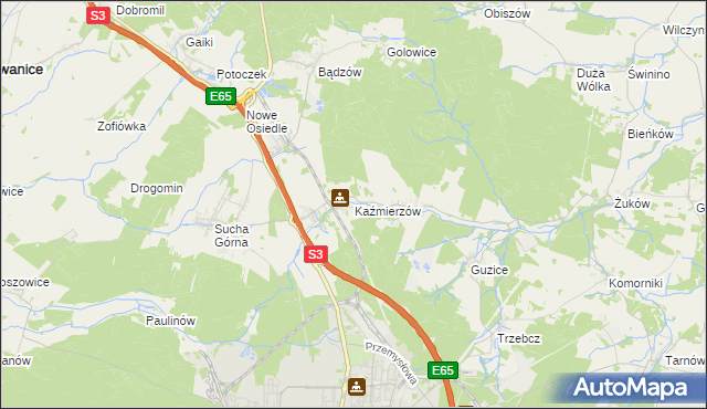 mapa Kaźmierzów, Kaźmierzów na mapie Targeo