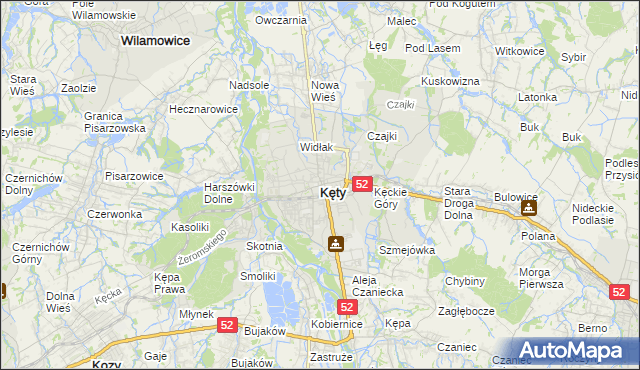 mapa Kęty, Kęty na mapie Targeo