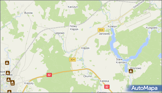 mapa Klępsk, Klępsk na mapie Targeo